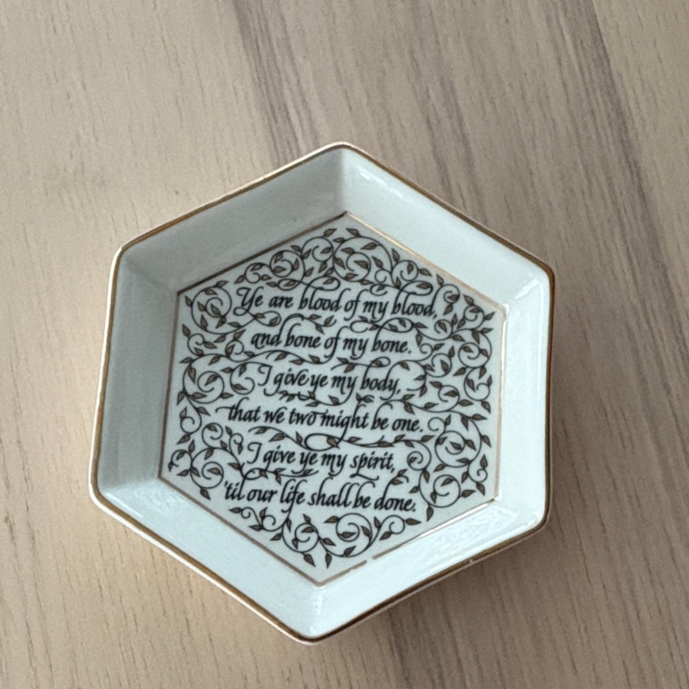 Outlander show Hexagonal White and Gold Decorative Plate.